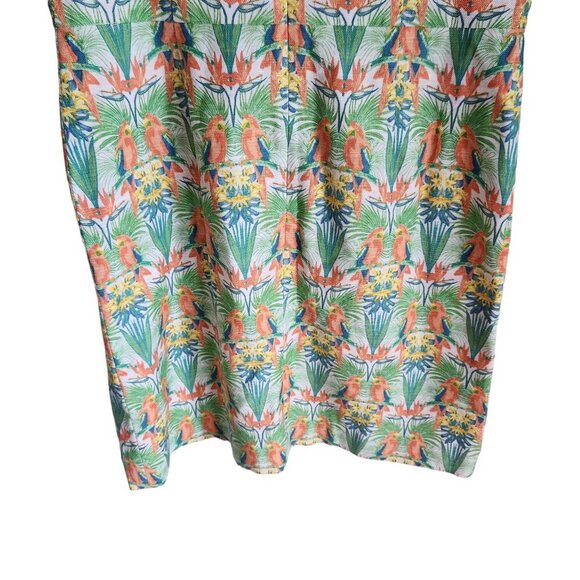 Talbots Dress 12 Green Multi Tropical Parrot Bird Floral Sleeveless Buttons NEW - Picture 10 of 11